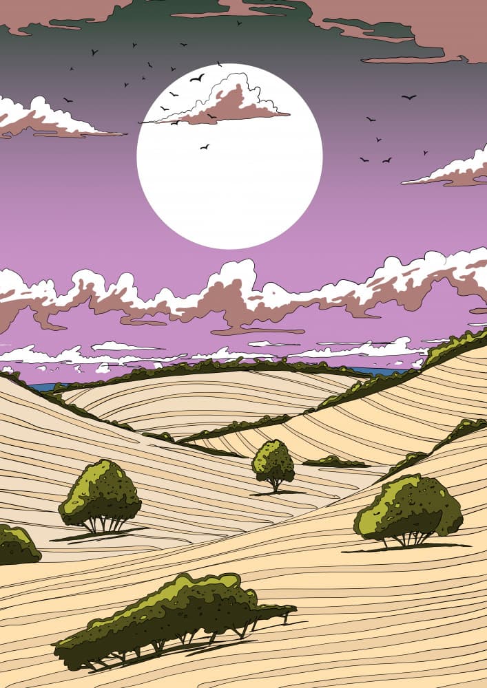Moon Over Rolling Fields by Nicholas — canvas wall art