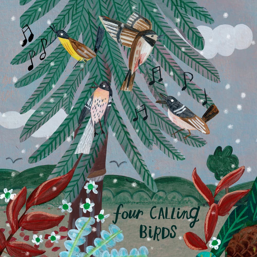 Four Calling Birds by Caroline Bonne Müller — canvas wall art