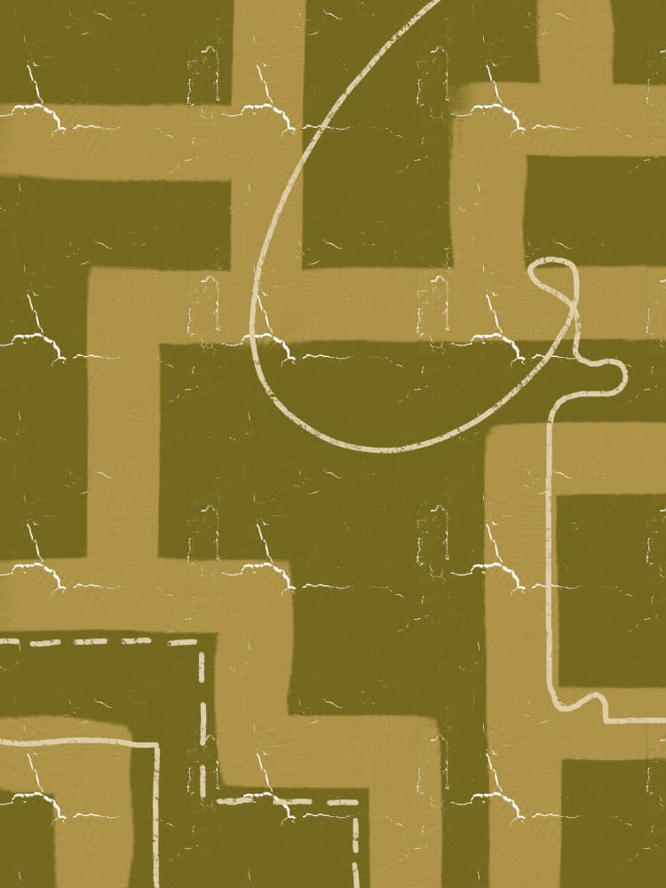 Abstract Maze Lines by Yuli Saputra — canvas wall art