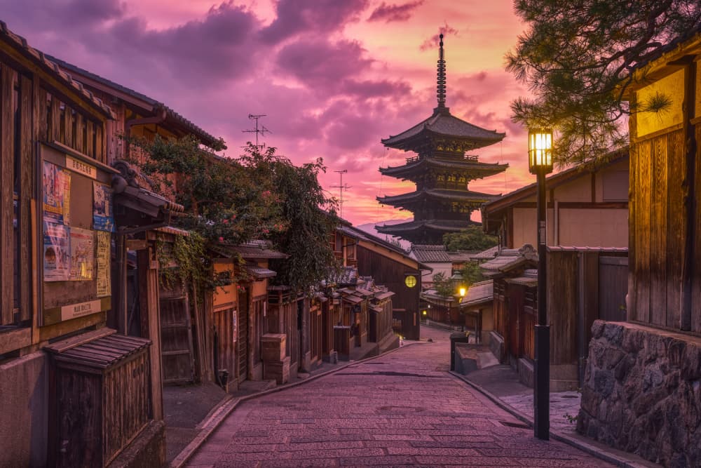 Kyoto Pagoda Sunset Glow by Tom Wang — canvas wall art