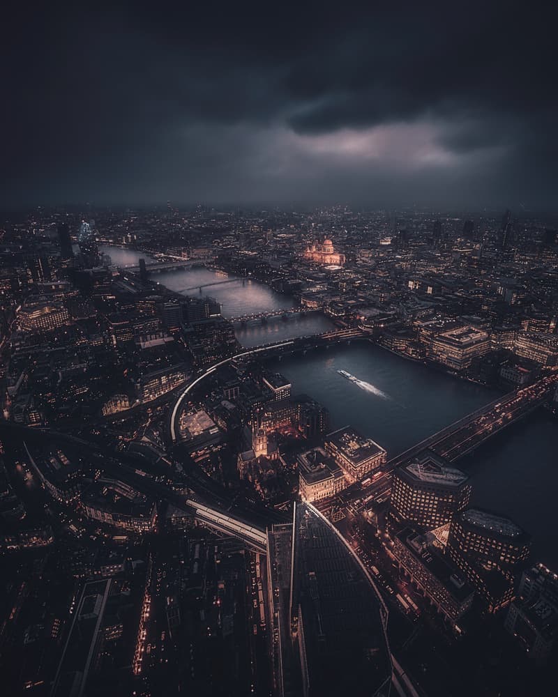 Moody London Cityscape by David George — canvas wall art
