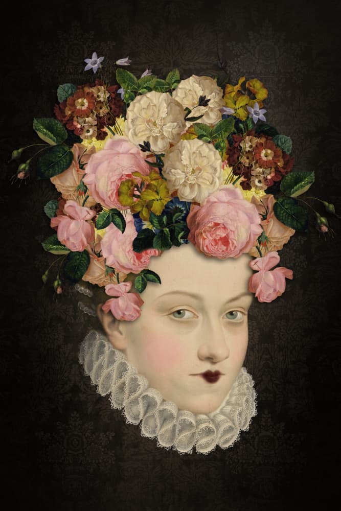 Floral Crown Portrait by Marja van den Hurk — canvas wall art
