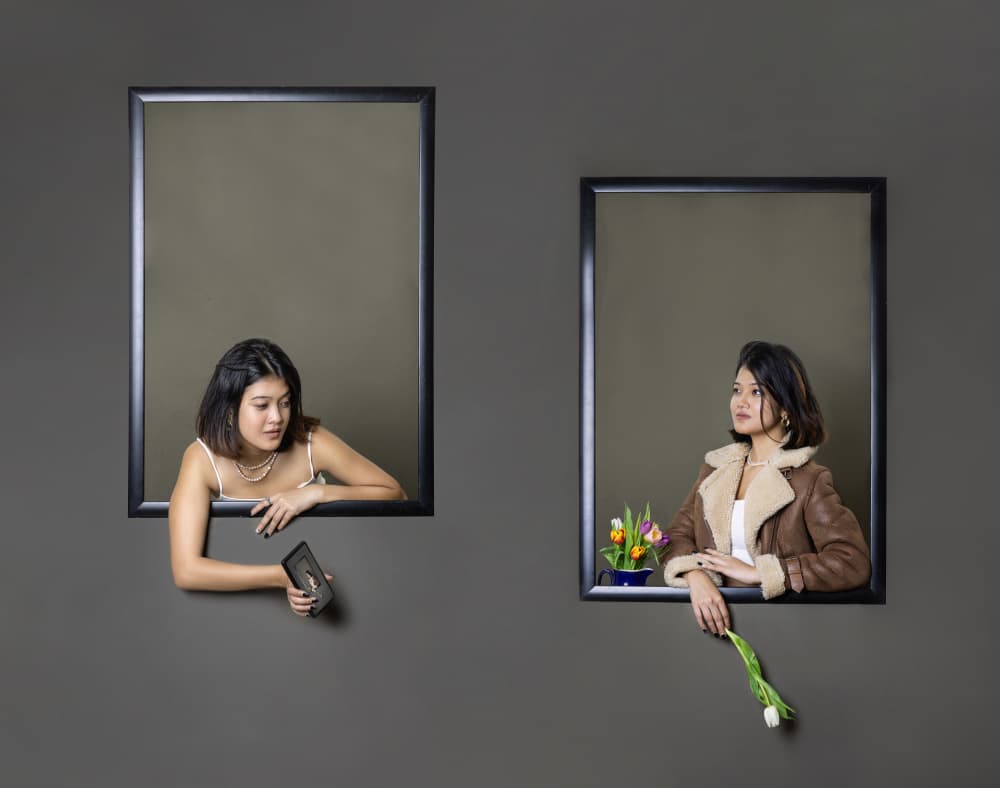 Pensive Women In Frames by Michael Allmaier — canvas wall art