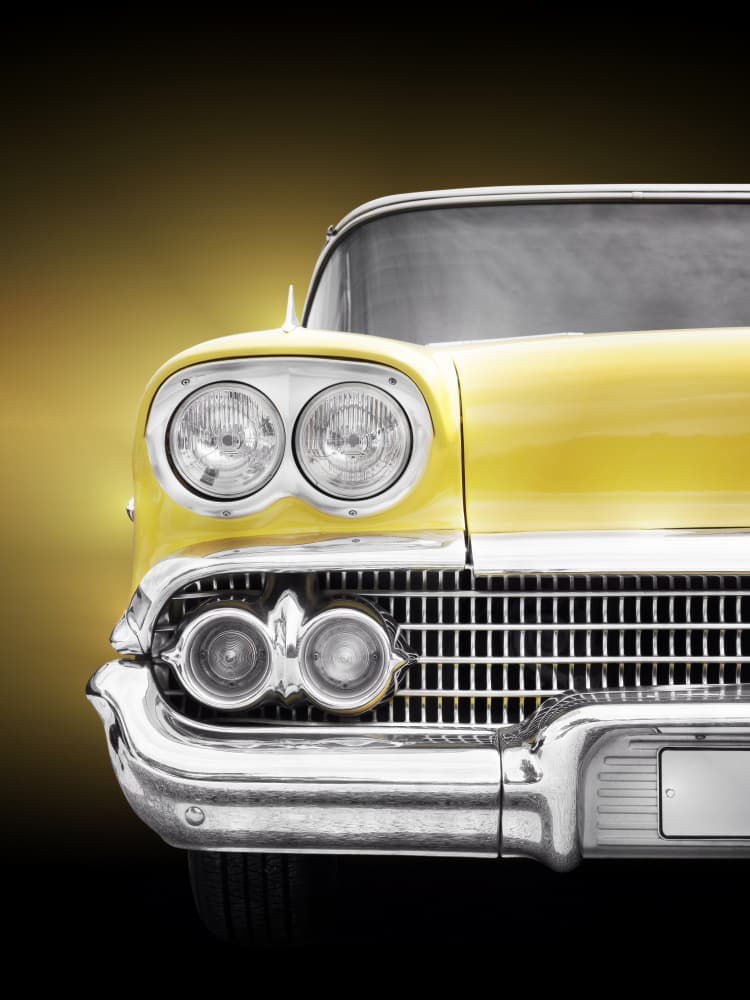 Classic Yellow Car Detail by Beate Gube — canvas wall art