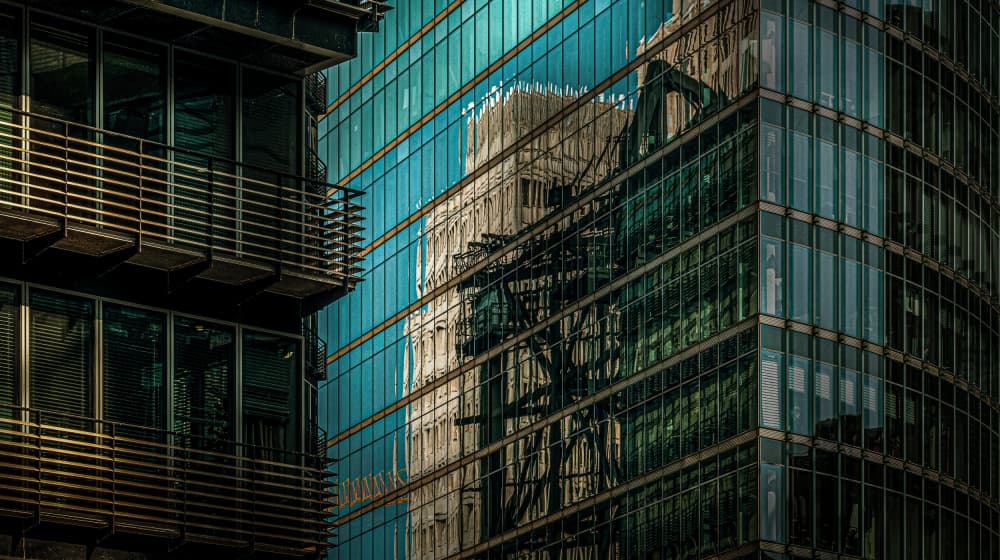 Building Reflections Abstract by Stephan Rückert — canvas wall art
