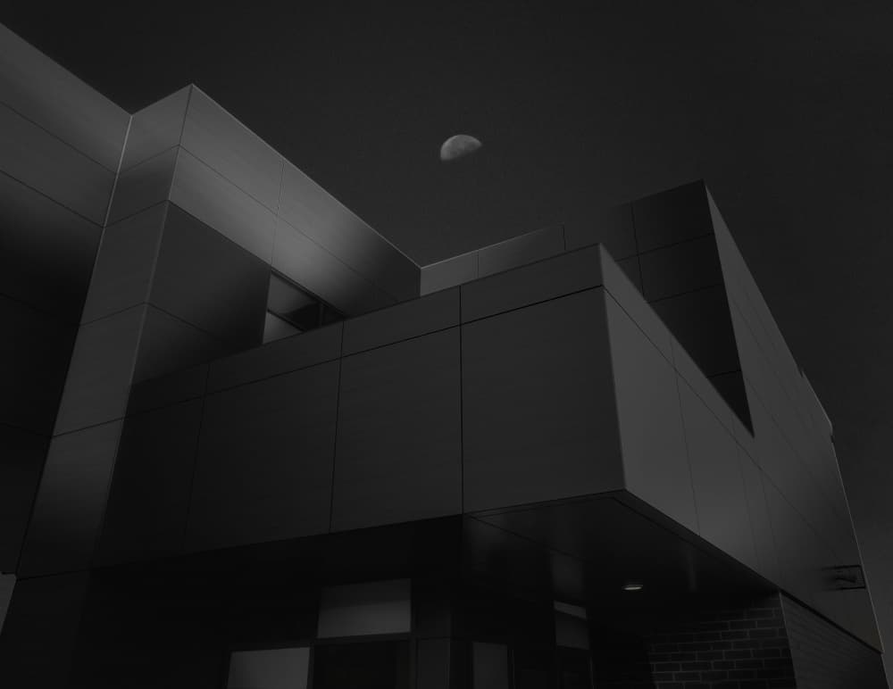 Dark Building Moon by Molly Fu APA — canvas wall art