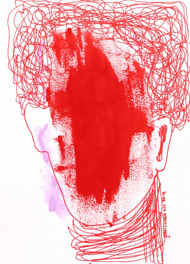 Red Obscured Face by Santhosh ch — canvas wall art