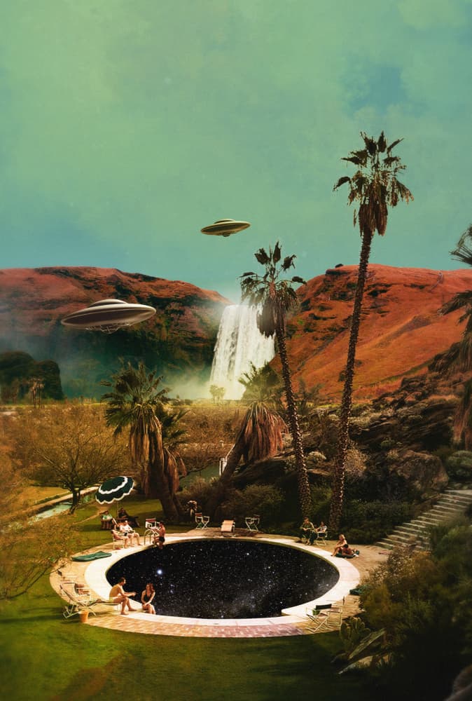 Retro Poolside Aliens by Fran Rodríguez — canvas wall art