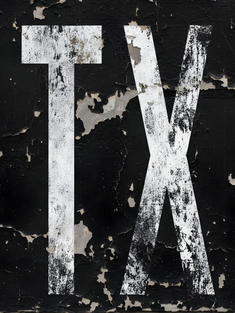 Grungy Black White TX by HUGO — canvas wall art