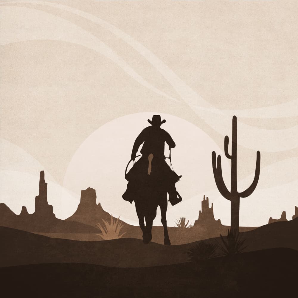 Cowboy's Distant Ride by Emel Tunaboylu — canvas wall art