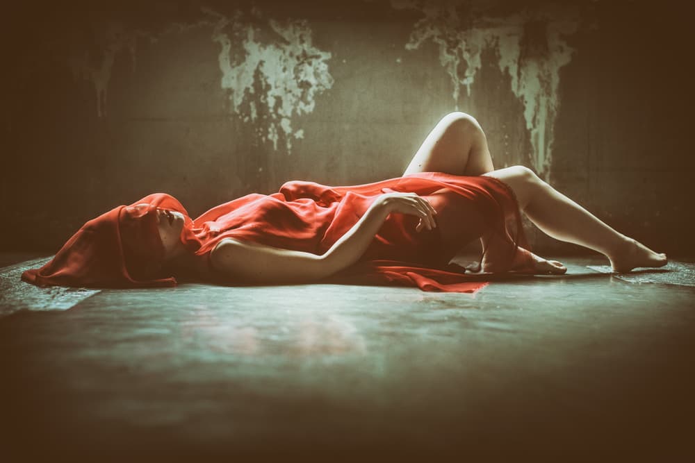 Serene Woman In Red by Daisuke Kiyota — canvas wall art
