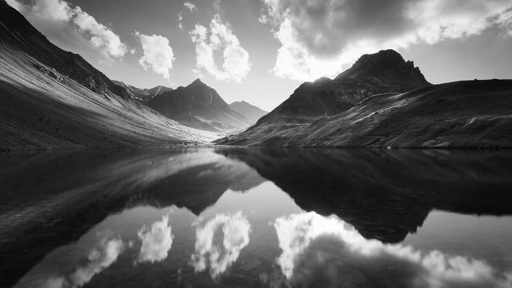 Serene Mountain Reflections by Burim Muqa — canvas wall art