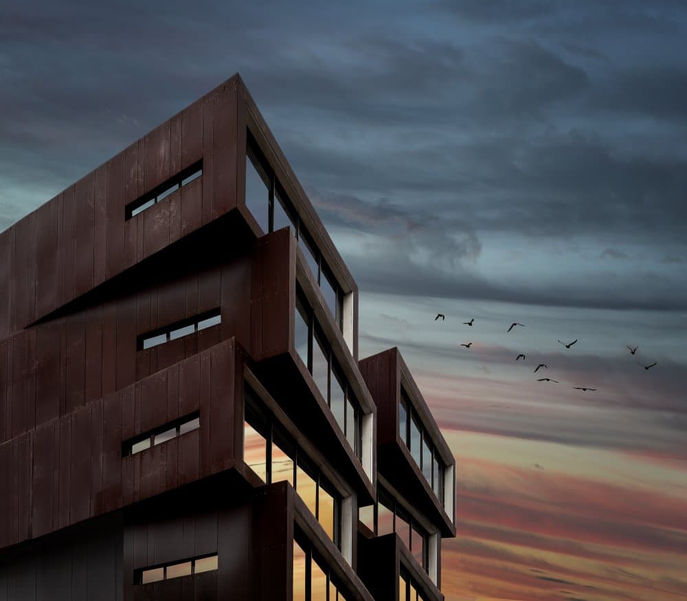 Dramatic Dusk Architecture by Jocelyn Manning — canvas wall art