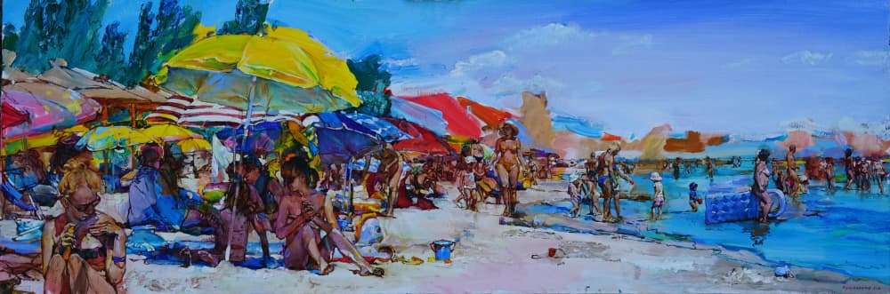 Lively Summer Beach by Andrii Kutsachenko — canvas wall art