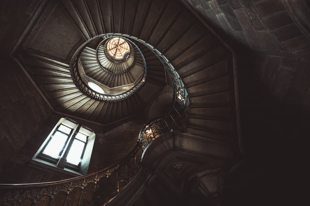 Dark Spiral Staircase by Ronan Siri — canvas wall art