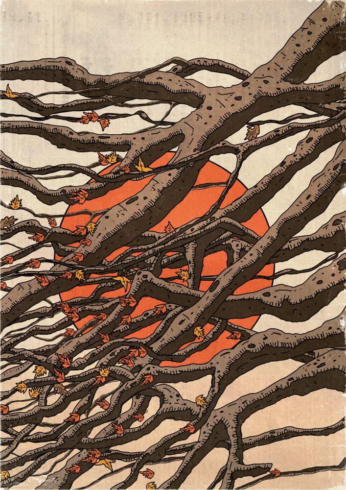 Autumn Branches Setting Sun by Nicholas — canvas wall art