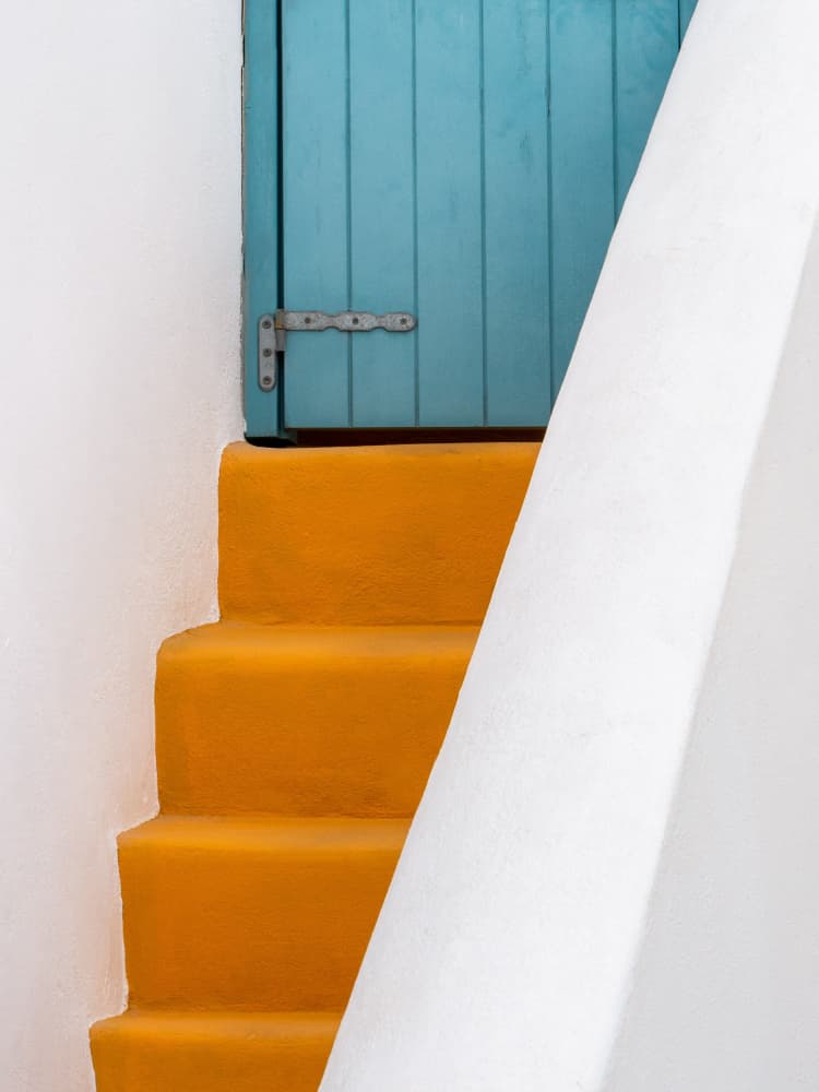 Vibrant Blue Orange Steps by Markus Auerbach — canvas wall art