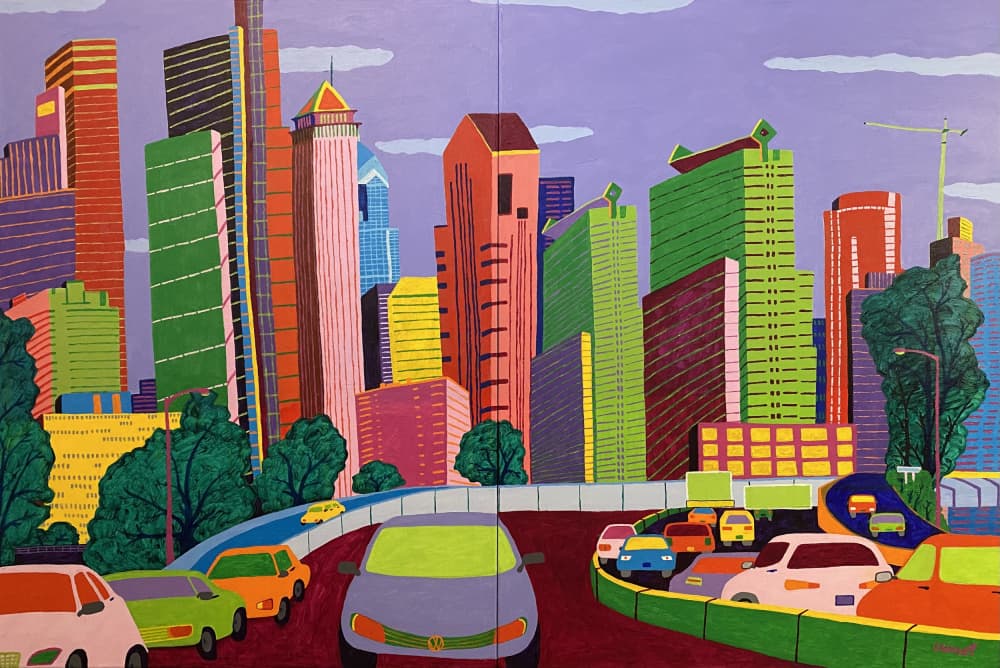 Partly Cloudy in Philadelphia by Sue Graef — canvas wall art