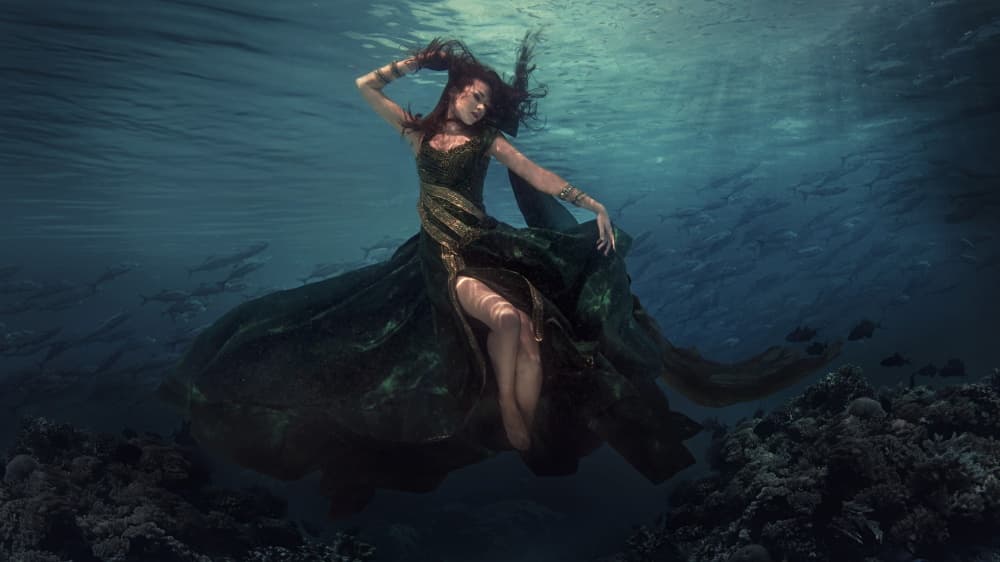 Underwater Flowing Dress by Martha Suherman — canvas wall art