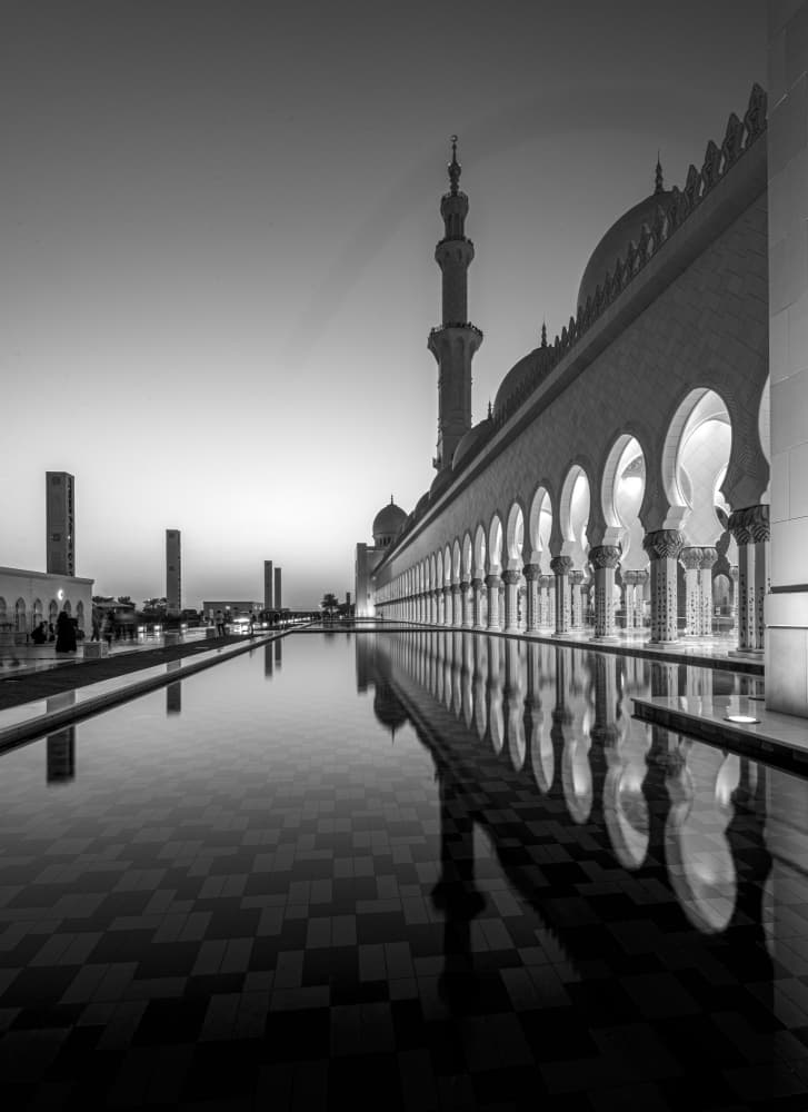 Sheikh Zayed Mosque Reflection by Mrinal Nath — canvas wall art