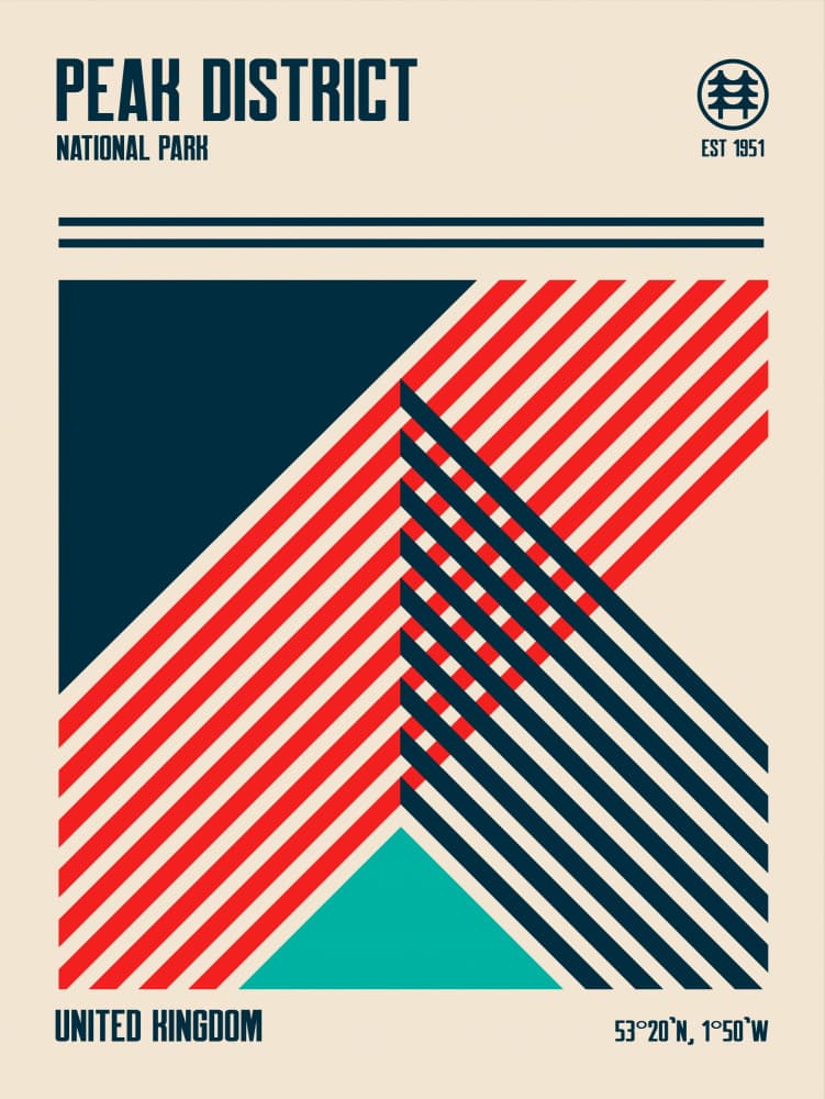 Peak District Geometric Travel by Retrodrome — canvas wall art
