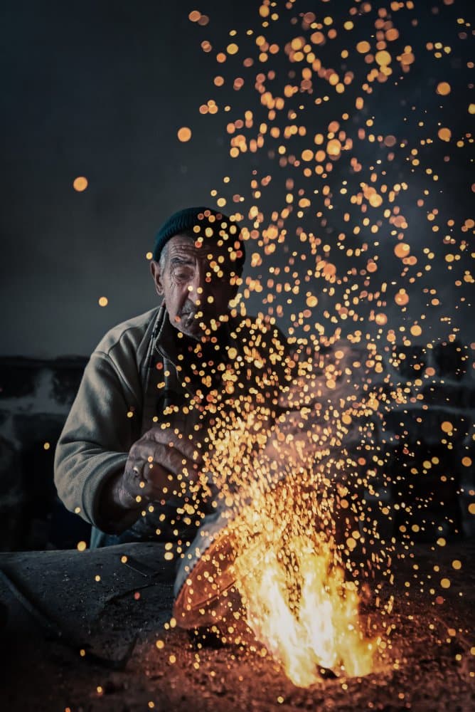 Blacksmith's Fiery Work by Meriç Aktar — canvas wall art