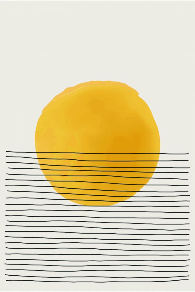 Yellow Sun Abstract Lines by jay stanley — canvas wall art
