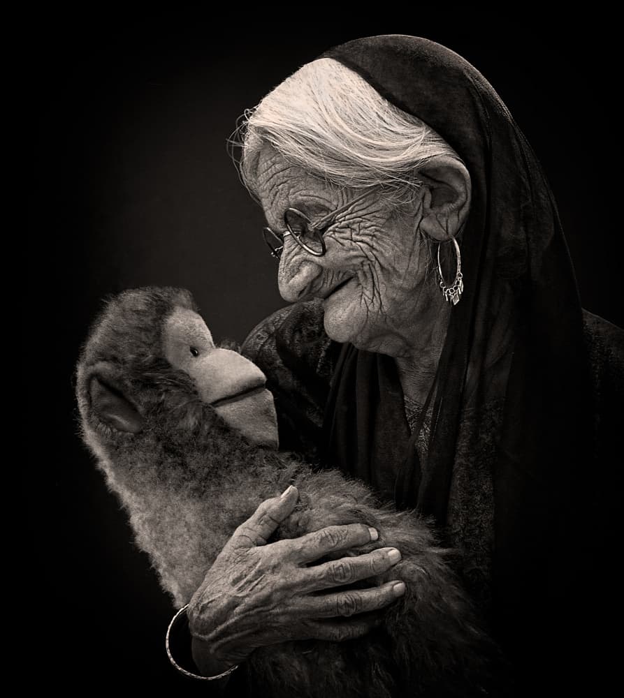 Elderly Woman Gentle Embrace by Sayyed Nayyer Reza — canvas wall art