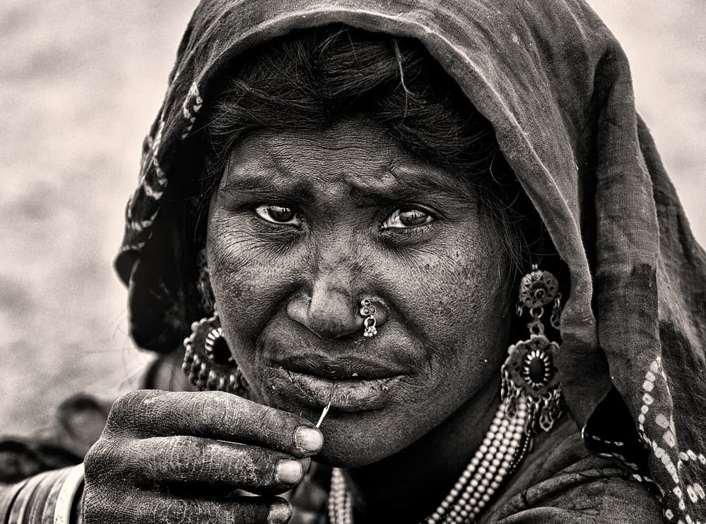 Pensive Indian Woman by Lou Urlings — canvas wall art