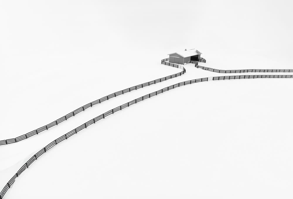 Isolated Winter Barn by Emma Zhao — canvas wall art