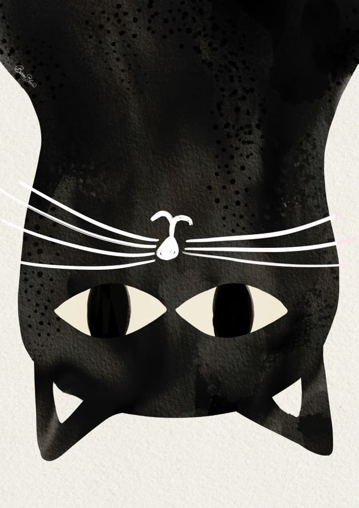 Upside Down Black Cat by Baroo Bloom — canvas wall art