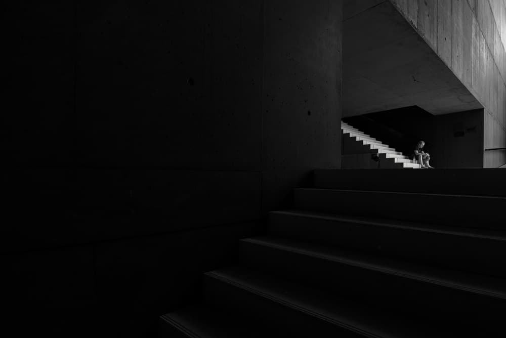 Lone Child on Stairs by João Castro — canvas wall art
