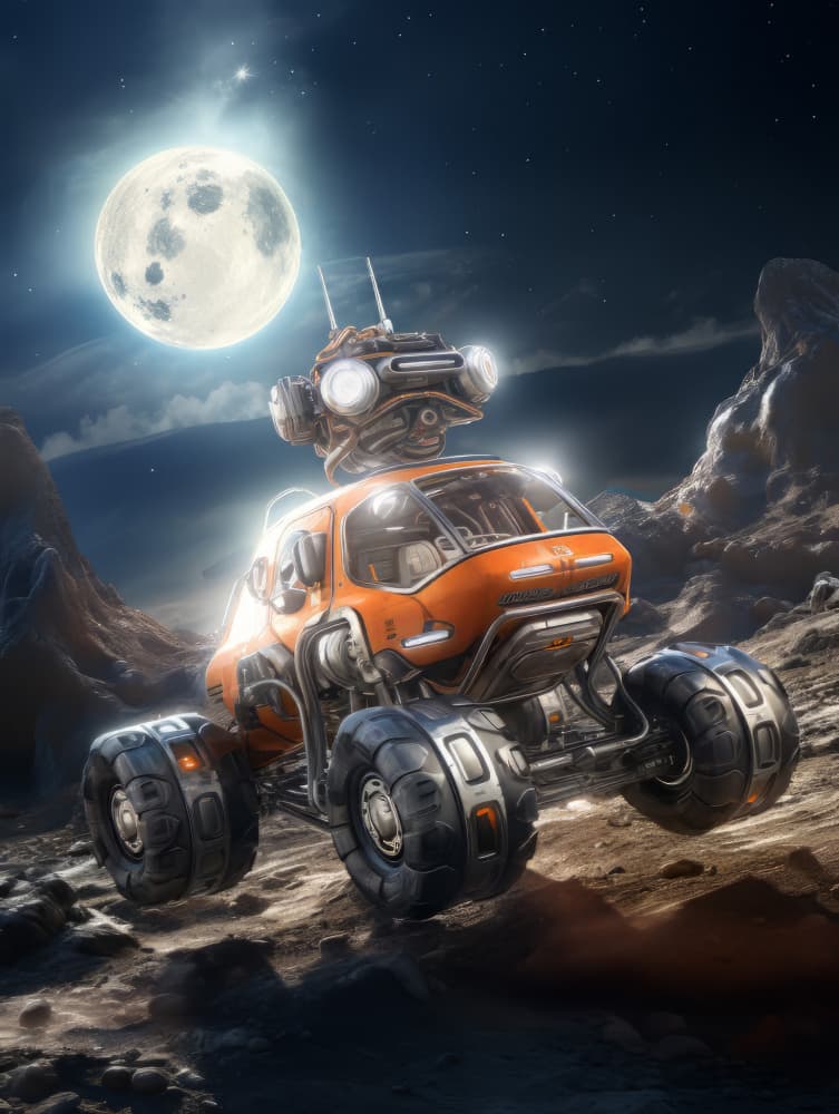 Futuristic Moon Rover by Bilge Paksoylu — canvas wall art