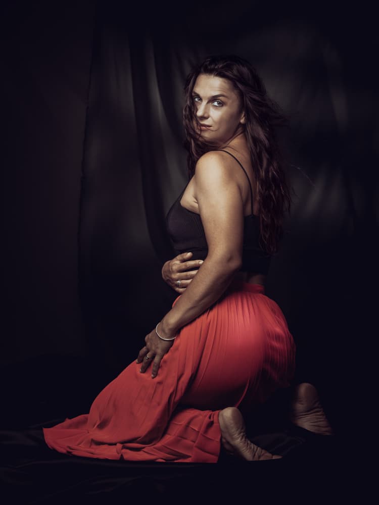 Intense Woman Red Skirt by Robert Girmencea — canvas wall art