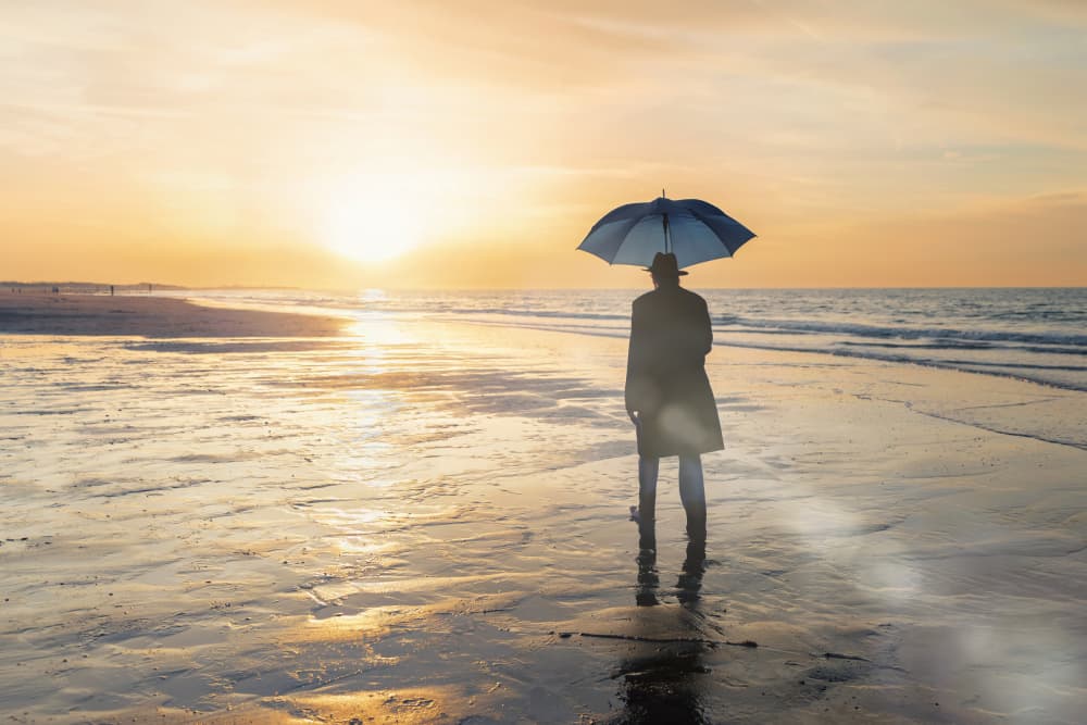 Sunset Beach Solitude by Roswitha Schleicher-Schwarz — canvas wall art