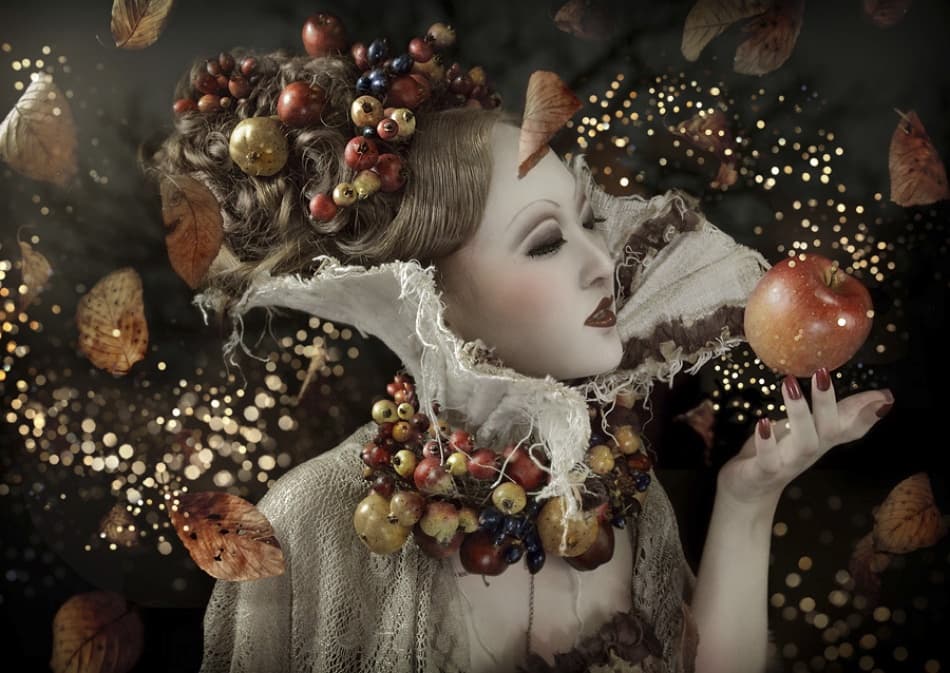 Autumn Fruit Lady by Kiyo Murakami — canvas wall art