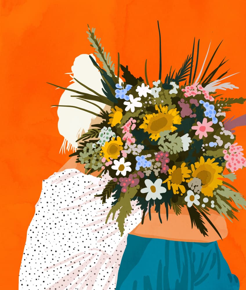 Joyful Floral Embrace by Uma Gokhale — canvas wall art