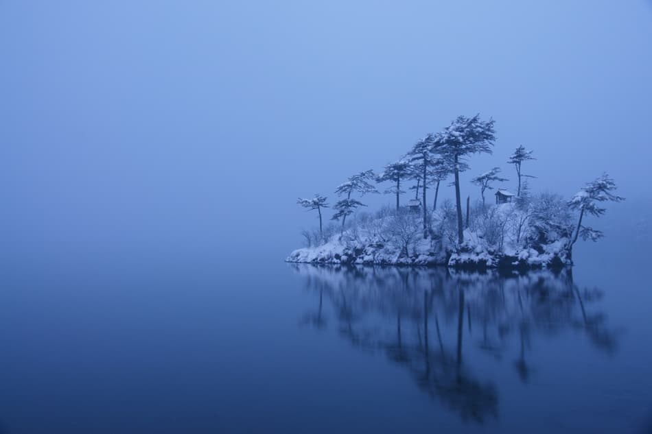 Misty Winter Island Reflection by Ikuo Iga — canvas wall art