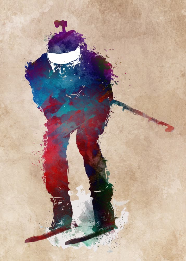 Vibrant Biathlon Skier by Justyna Jaszke — canvas wall art