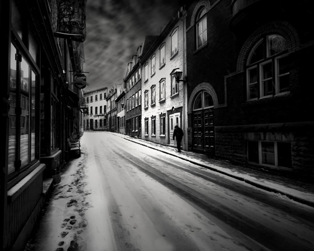 Solitary Winter Walk by David Senechal Photographie (polydactyle) — canvas wall art