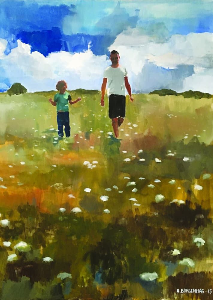 Father Son Summer Walk by Borgenhag Holmqvist — canvas wall art