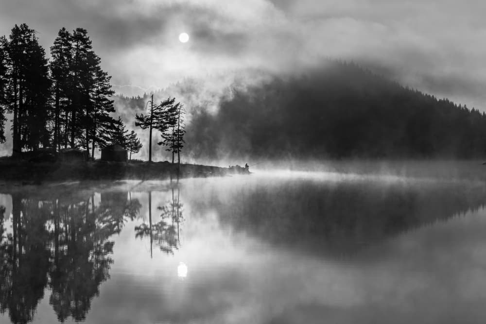 Misty Lake Reflection by Alexander Alexandrov — canvas wall art