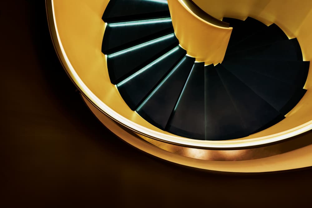 Golden Spiral Staircase by konglingming — canvas wall art