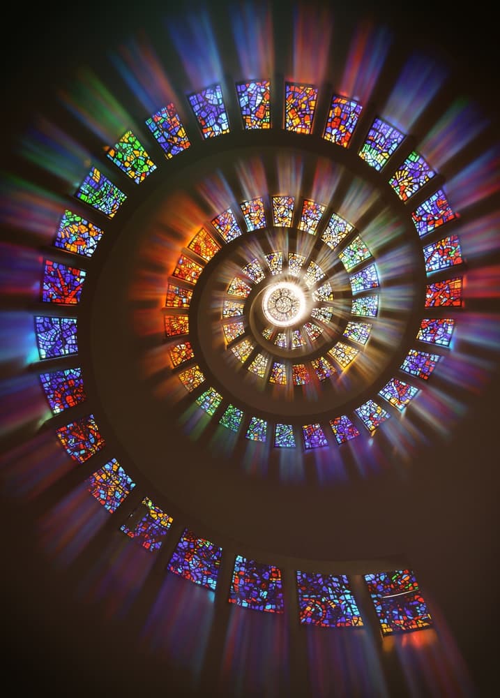 Vibrant Stained Glass Spiral by Alex Li — canvas wall art