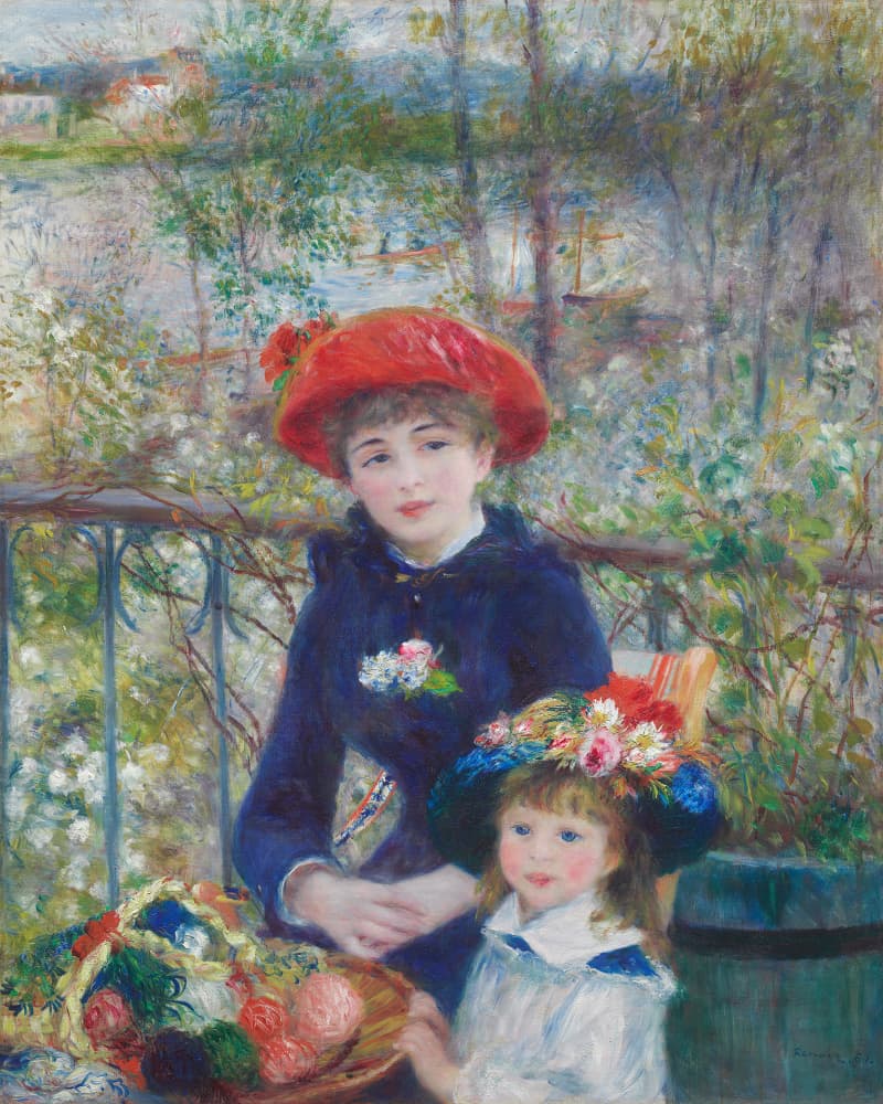 Two Sisters On the Terrace by Pierre Auguste Renoir — canvas wall art