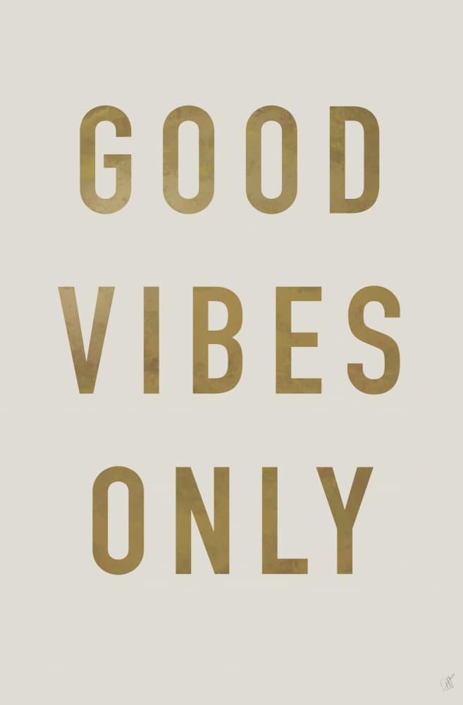 Golden Good Vibes Only by Anne-Marie Volfova — canvas wall art