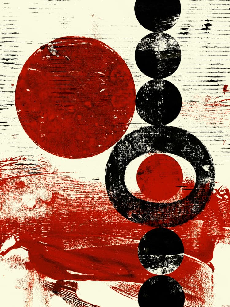 Red Black Circle Balance by Petr Strnad — canvas wall art