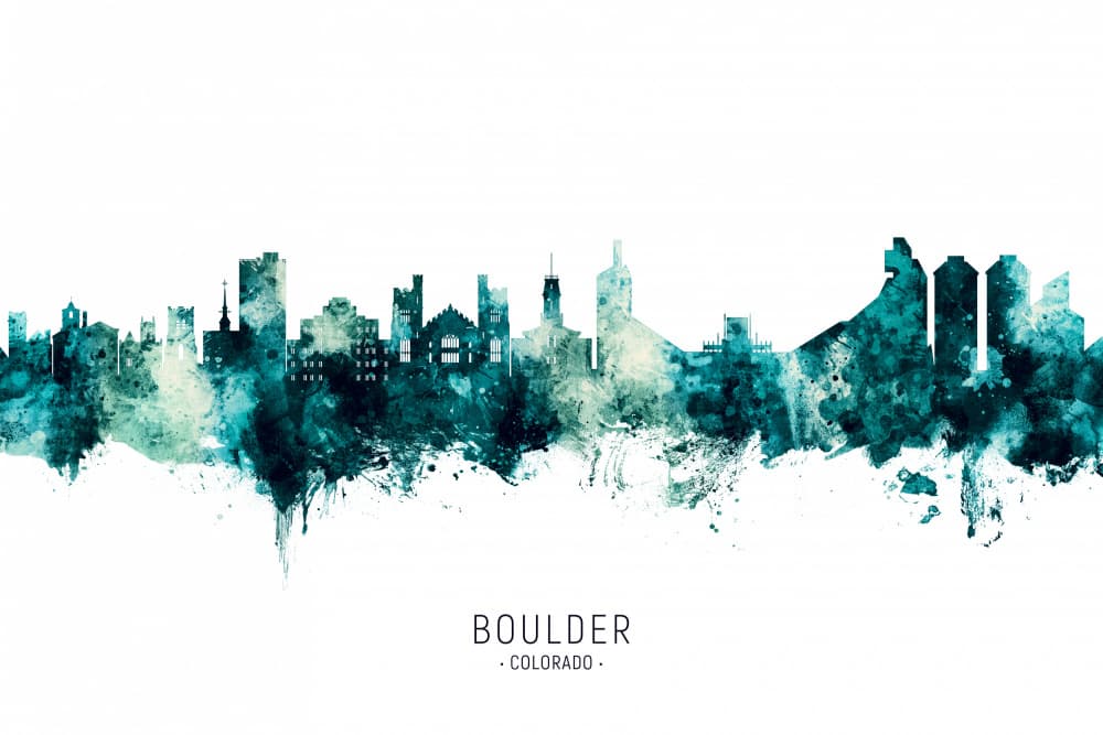 Watercolor Boulder Skyline by Michael Tompsett — canvas wall art