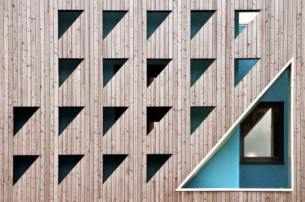 Geometric Wood Facade by Linda Wride — canvas wall art