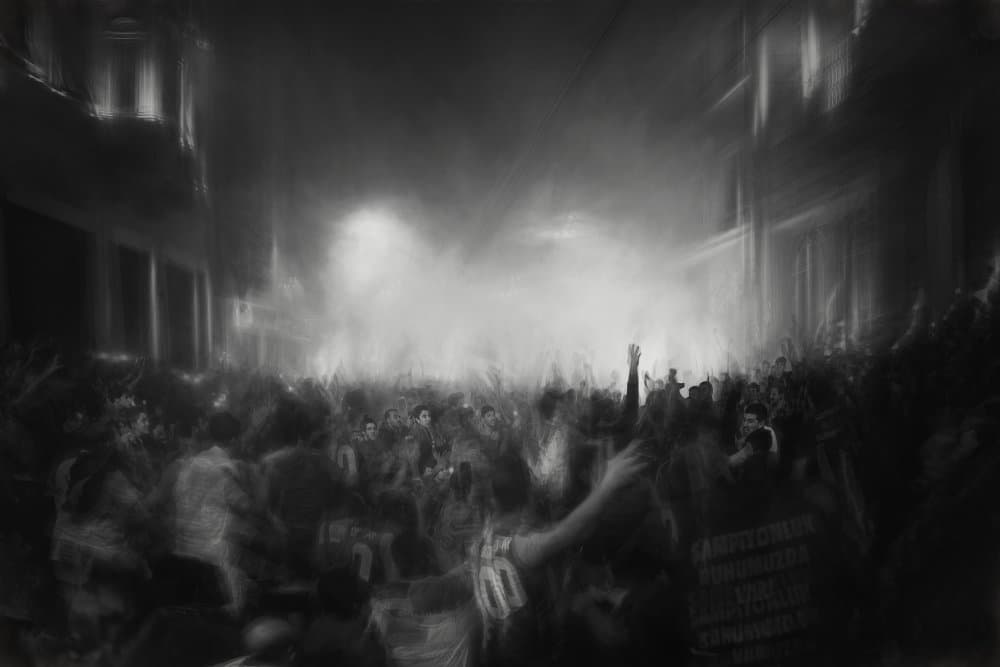 Energetic Night Crowd by Todor Tanev — canvas wall art